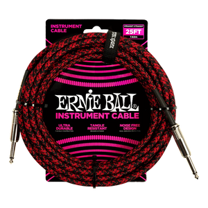 Ernie Ball P06398 Braided Straight 25 Feet Red/Black