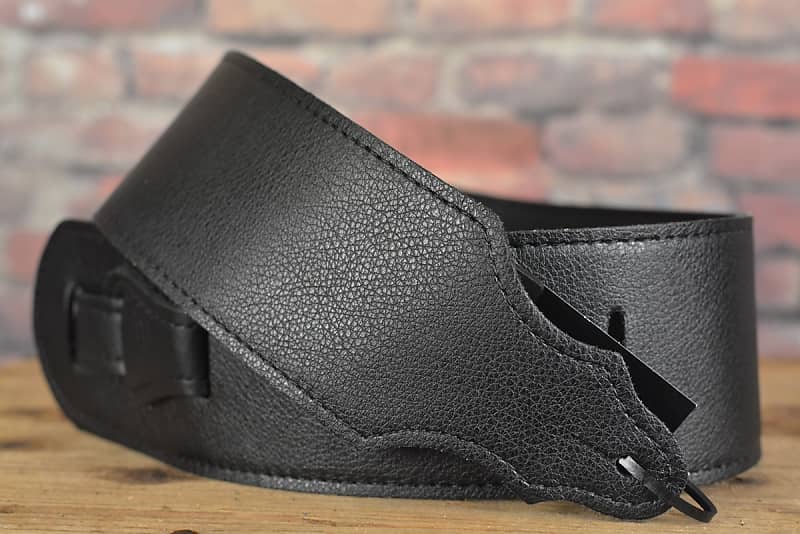 Franklin 4C-BK-BK 3" Premium Garment Leather Purist Series Black Guitar Strap