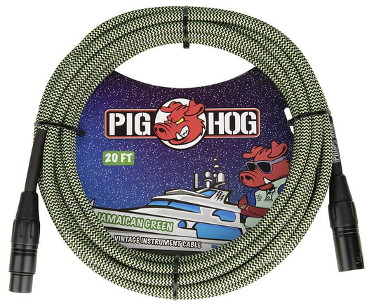 Pig Hog Jamaican Green Woven XLR Mic Cable 20ft