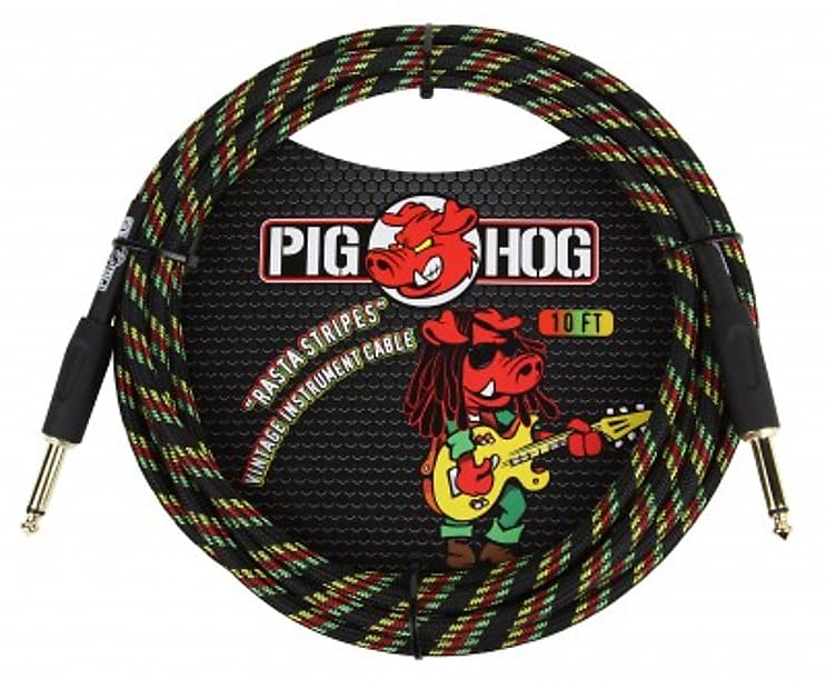 Pig Hog Rasta Stripes Instrument Cable 10ft