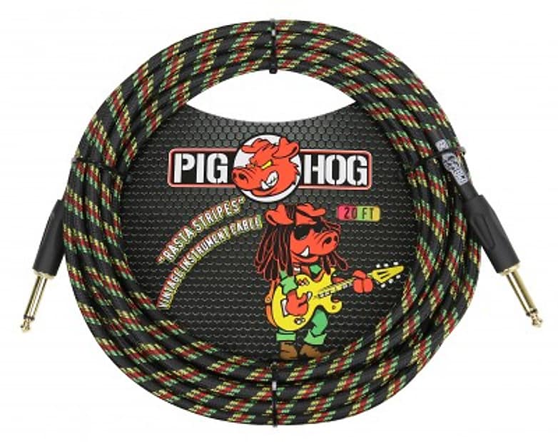 Pig Hog Rasta Stripes Instrument Cable 20ft