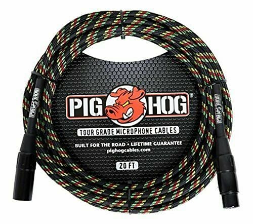 Pig Hog Rasta Stripes Woven XLR Mic Cable 20ft
