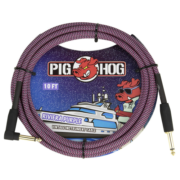 Pig Hog Riviera Purple Vintage Instrument Cable 10ft Right Angle