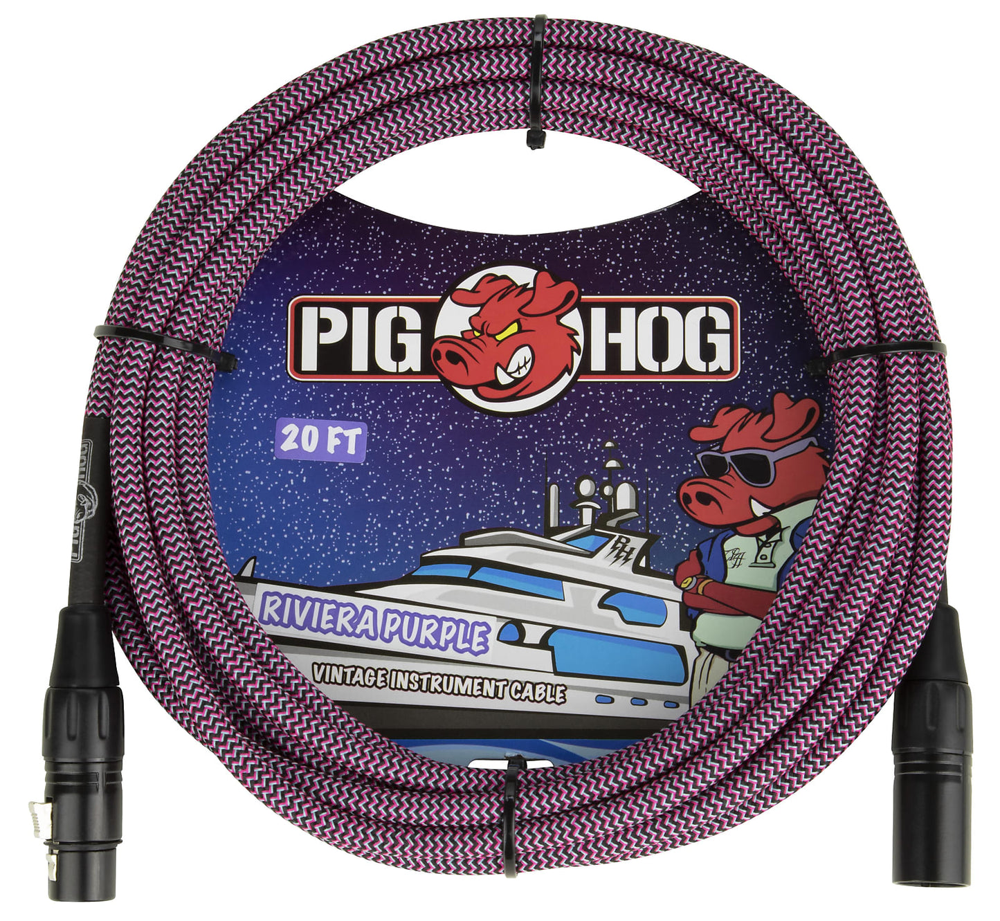 Pig Hog Riviera Purple Woven XLR Mic Cable 20ft