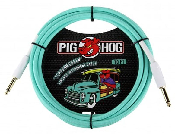 Pig Hog Seafoam Green Instrument Cable 10ft
