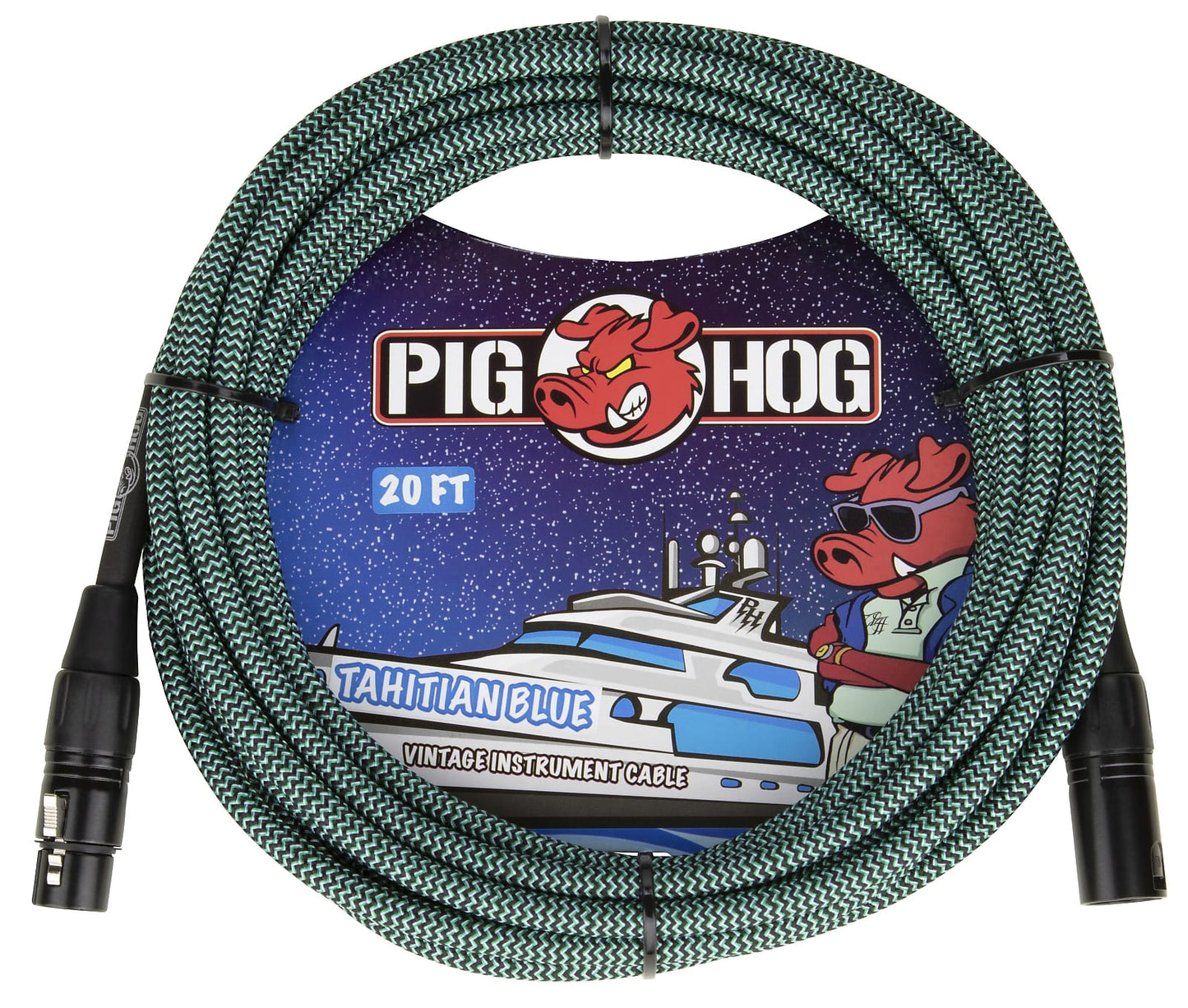 Pig Hog Tahitian Blue Woven XLR Mic Cable 20ft