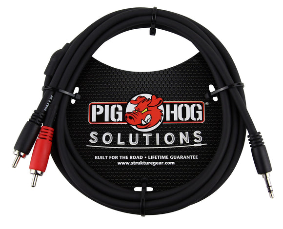 Pig Hog Stereo Breakout Cable 3.5mm TRS to Dual RCA 6ft
