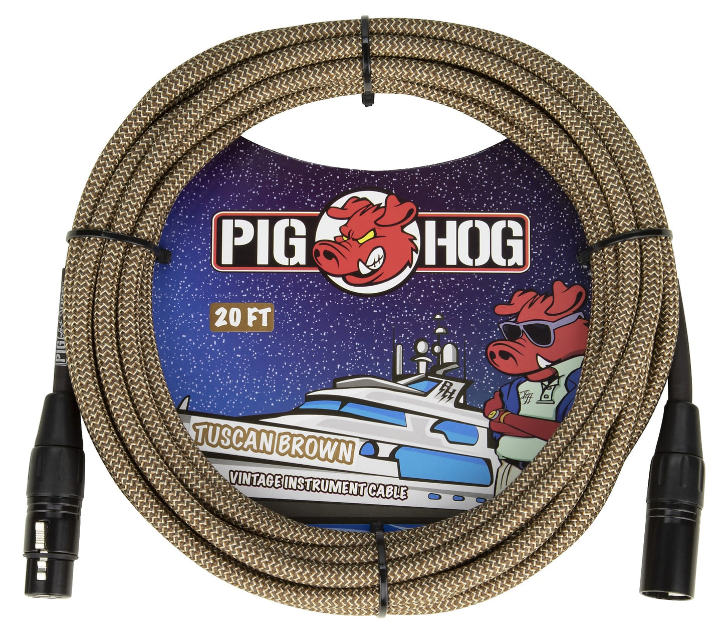 Pig Hog Tuscan Brown Woven XLR Mic Cable 20ft