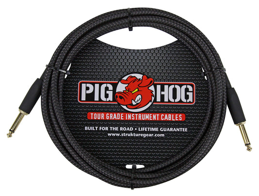 Pig Hog Black Woven Instrument Cable 10ft